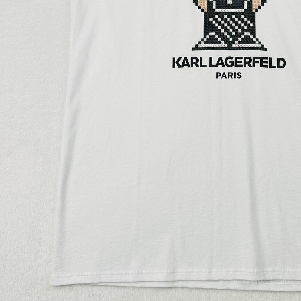 Karl Lagerfeld Paris Men’s Medium White Logo T-Shirt Cool Tuxedo Man - Picture 6 of 13